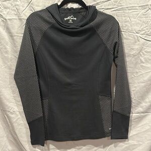 Eddie Bauer Sport-Tek Women's Black and Gray Hooded Pull Over